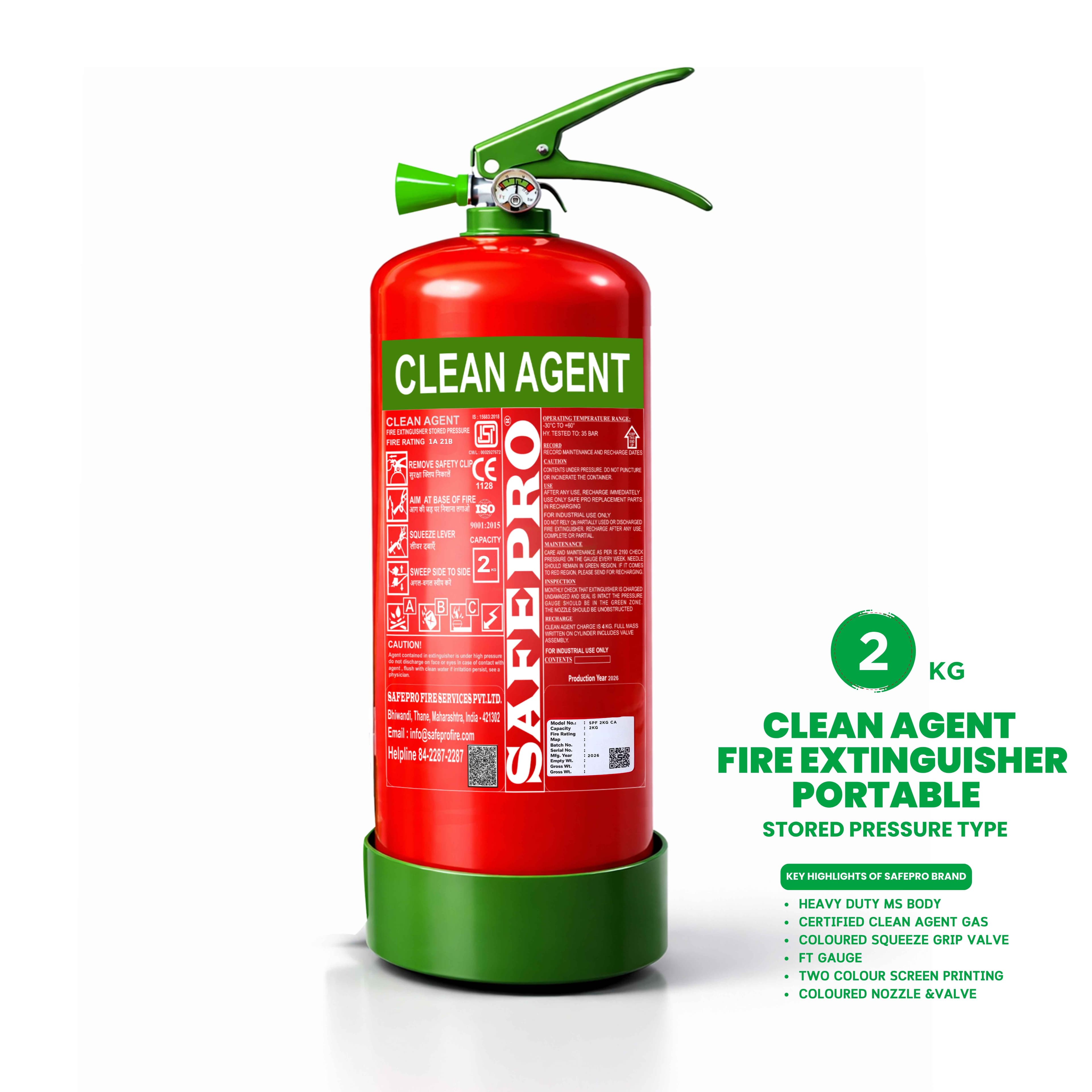 Clean Agent Portable Fire Extinguisher - 2KG
