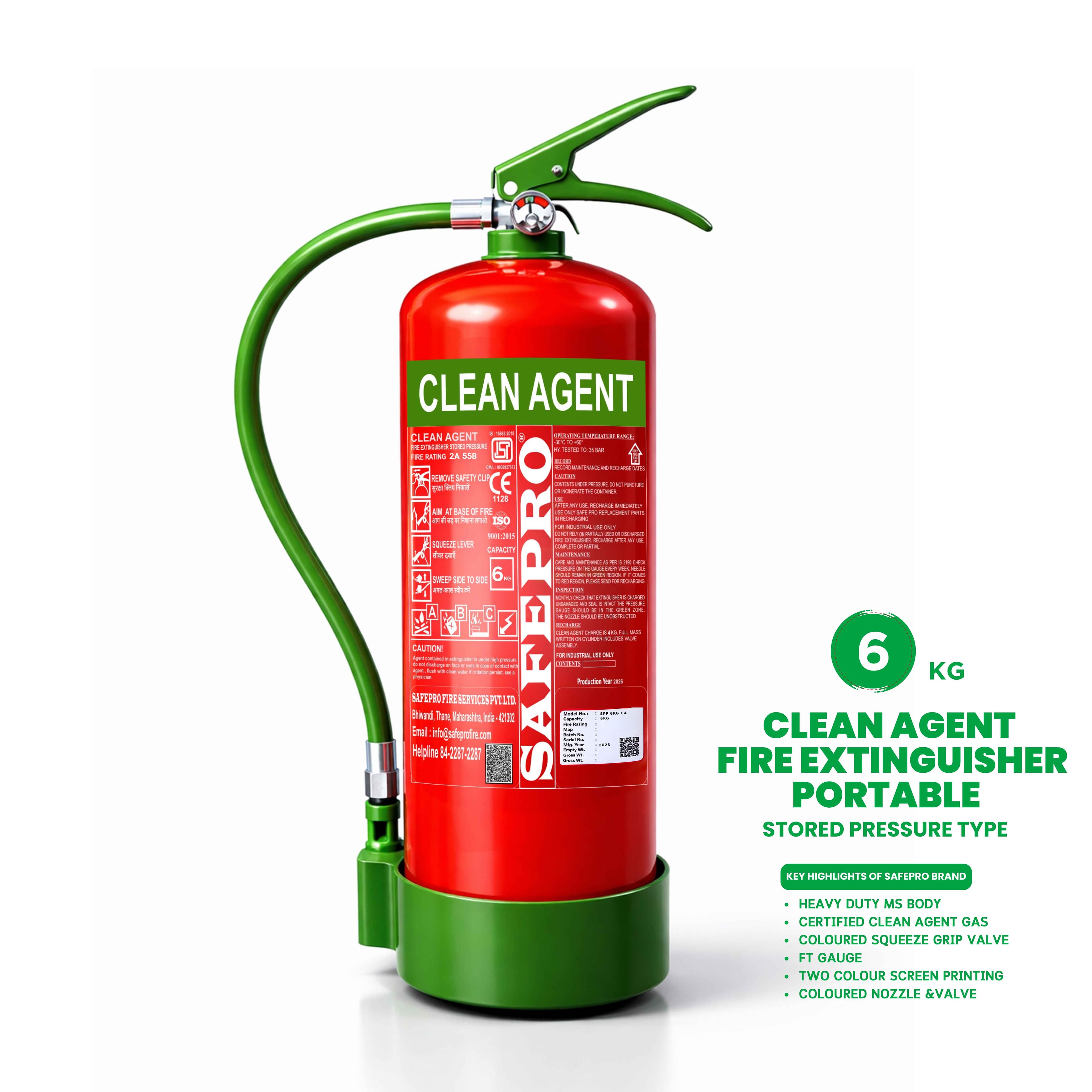 Clean Agent Portable Fire Extinguisher - 6KG