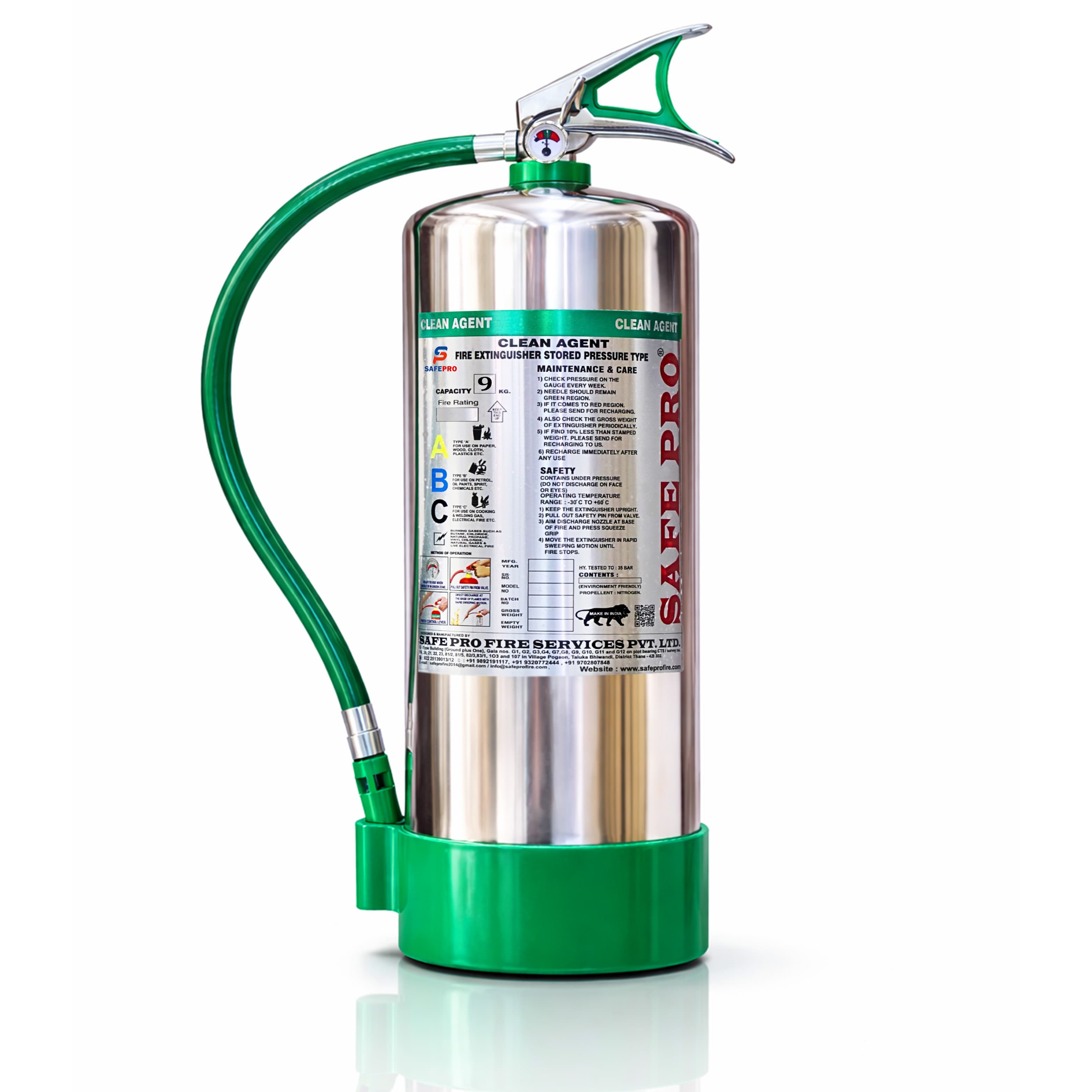Clean Agent SS Fire Extinguisher - 9KG