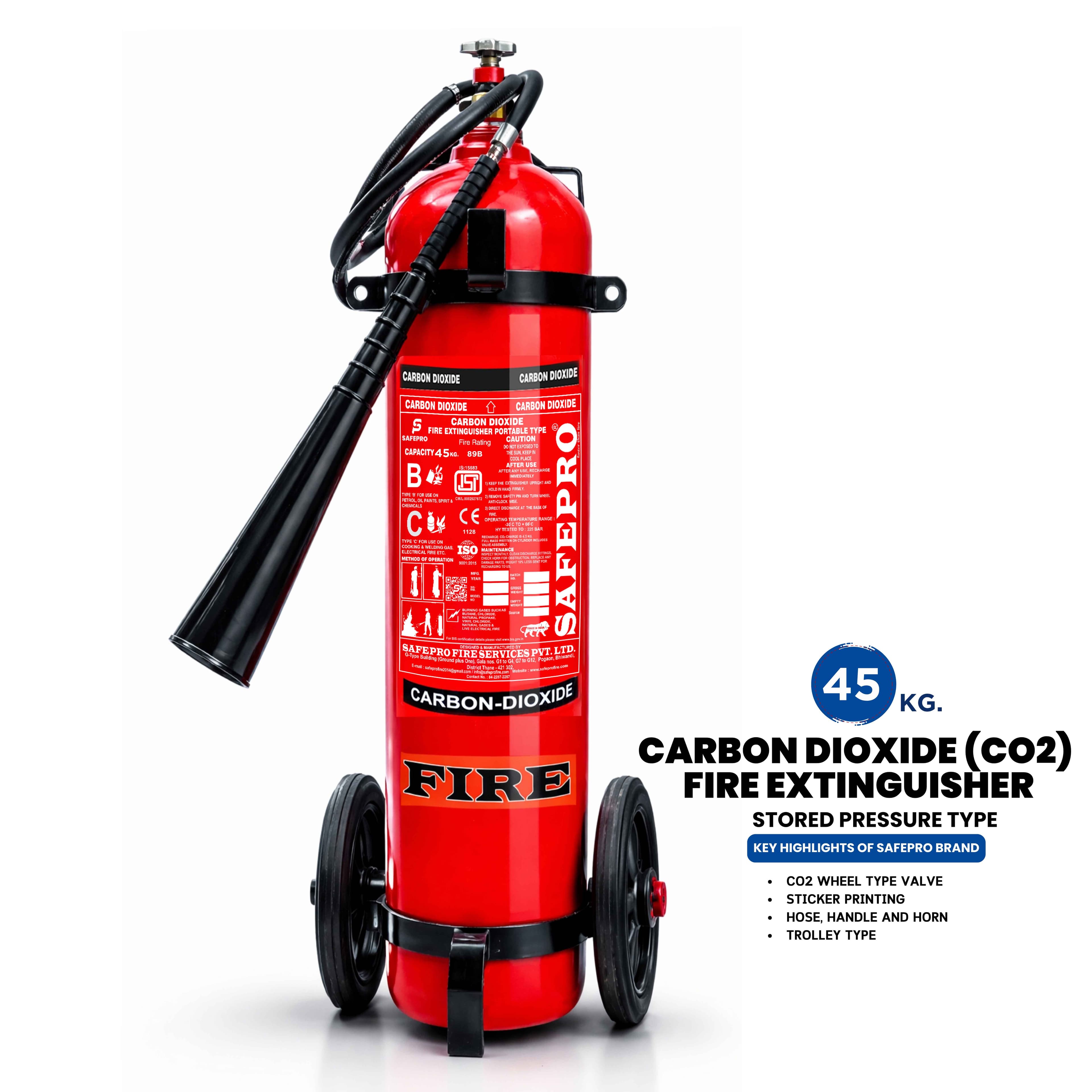 CO2 Wheeled Fire Extinguisher - 45KG