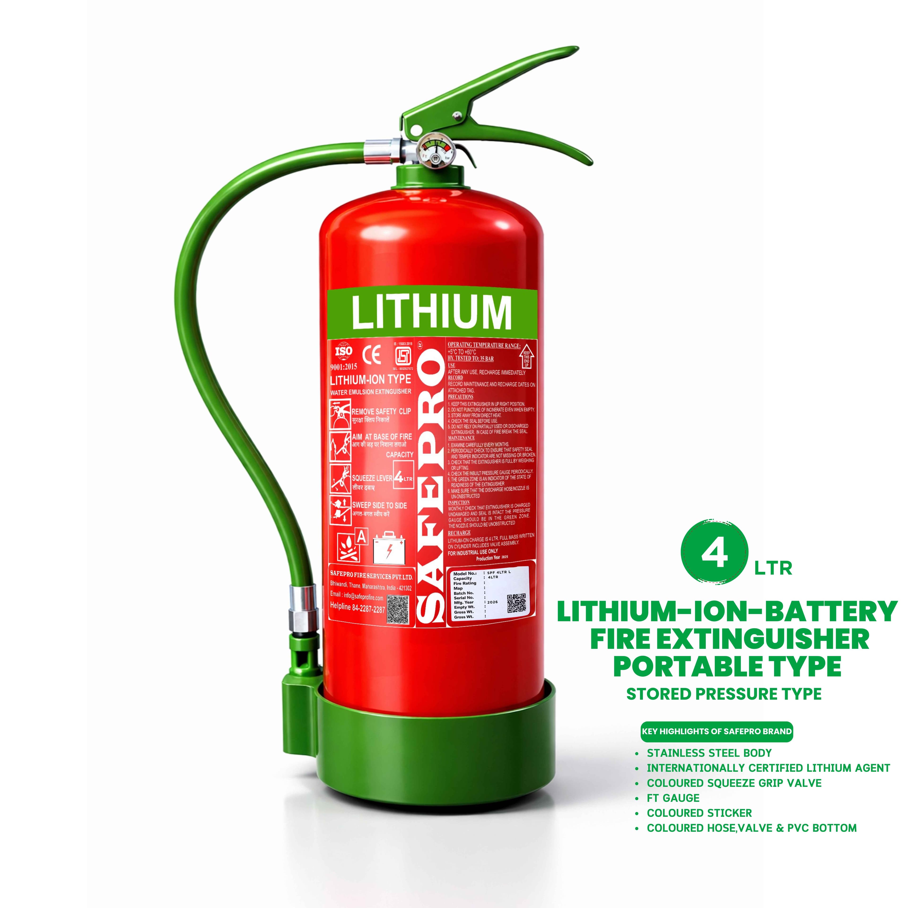 Lithium-ion Battery Fire Extinguisher Portable Type - 4L