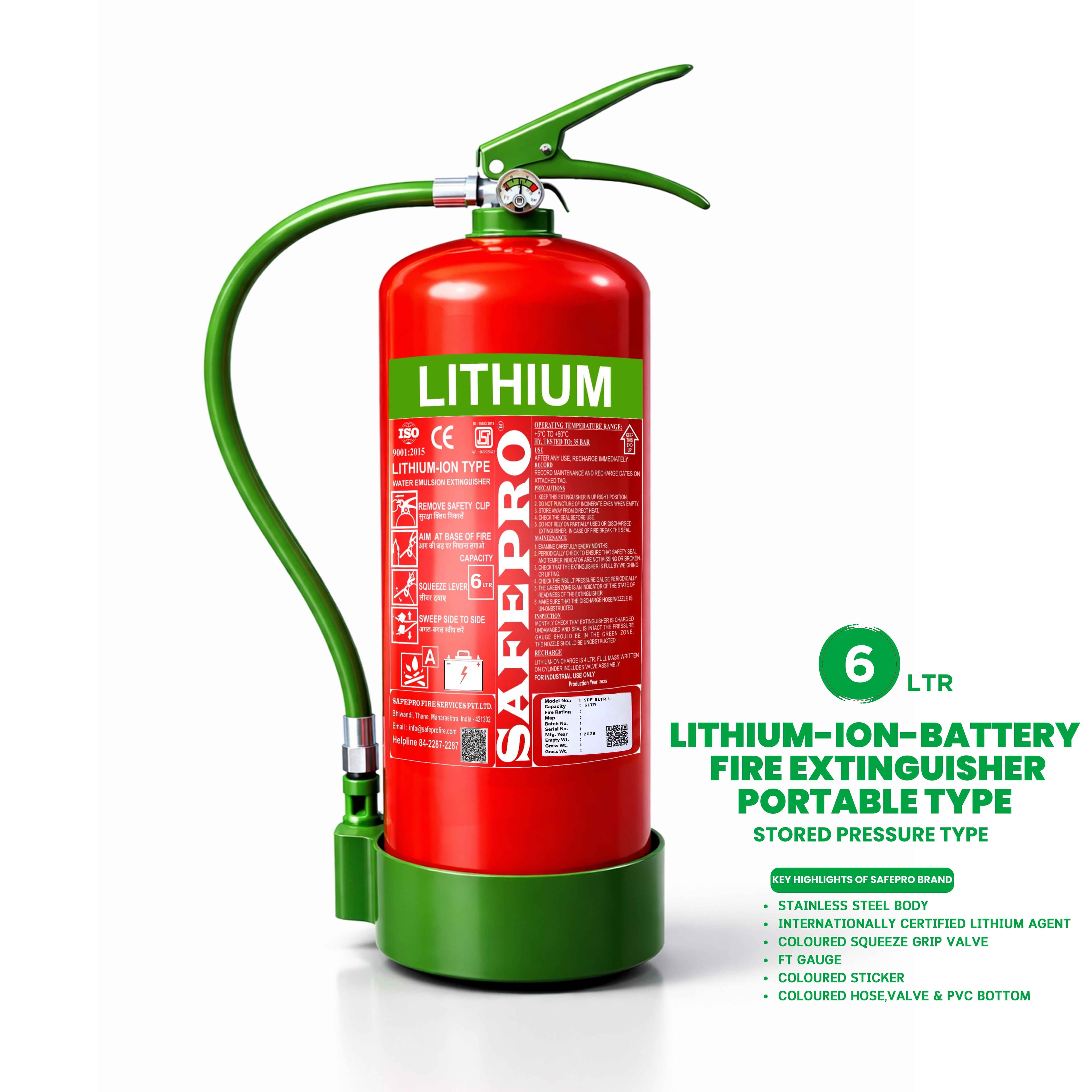 Lithium-ion Battery Fire Extinguisher Portable Type - 6L