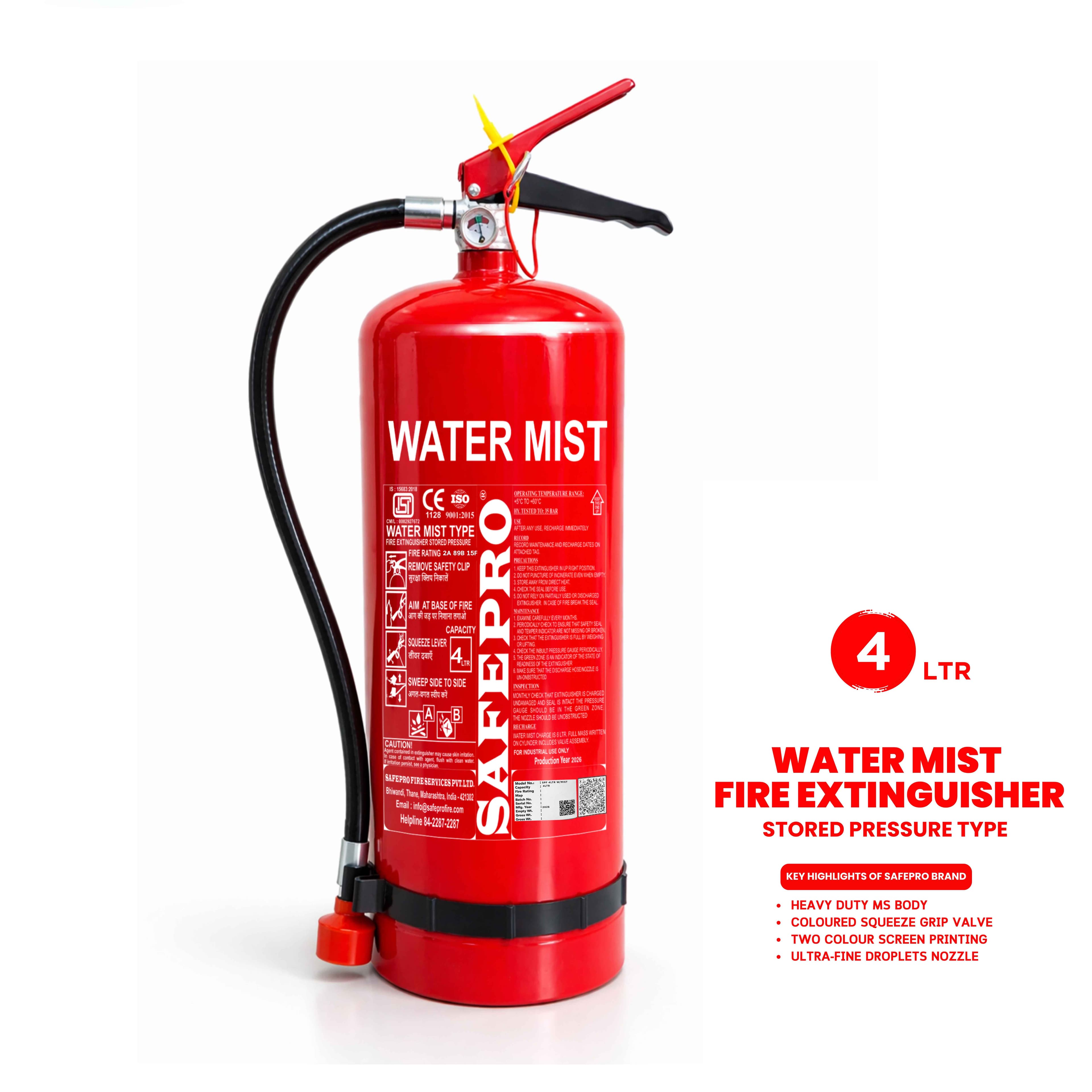 Water Mist Fire Extinguisher - 4L