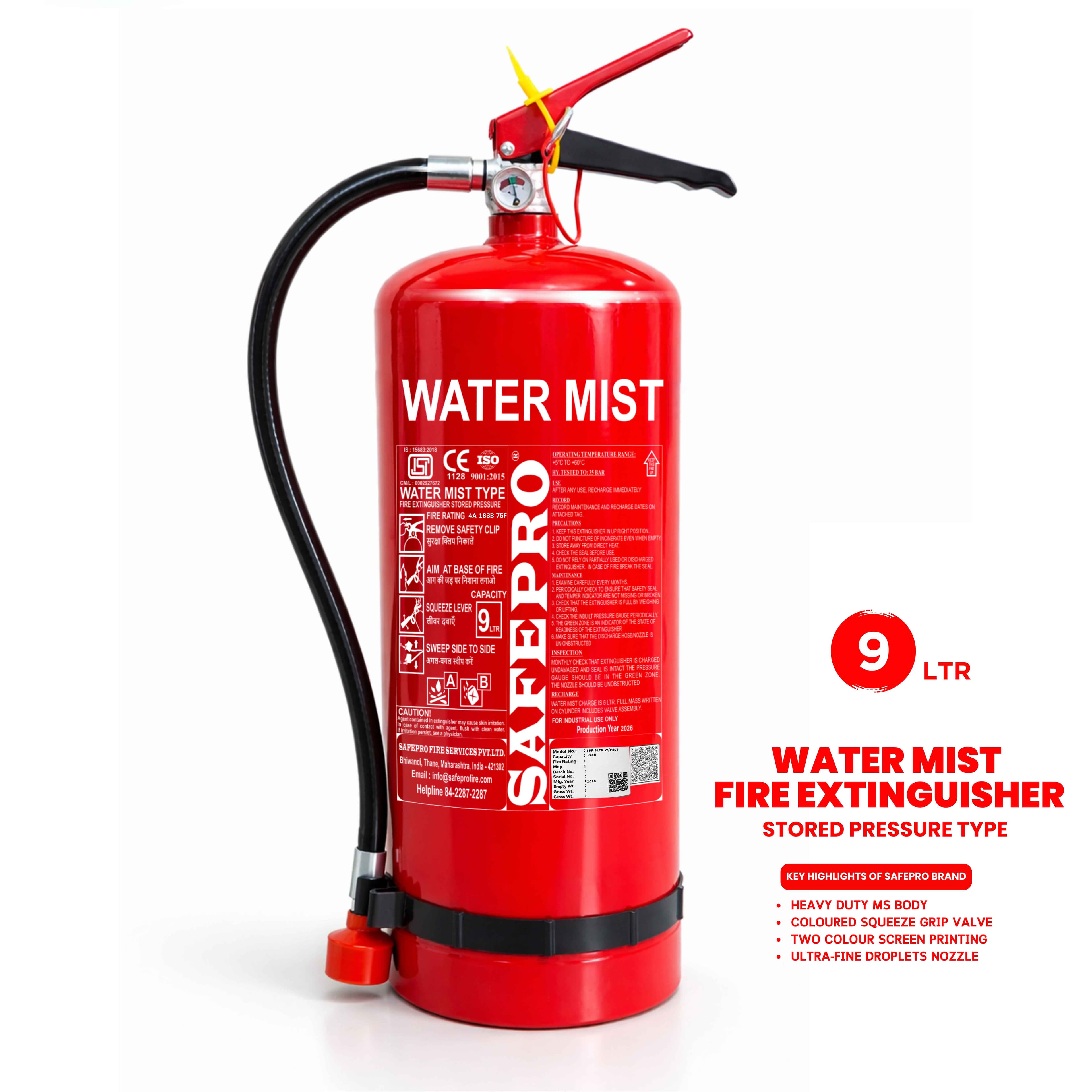 Water Mist Fire Extinguisher - 9L