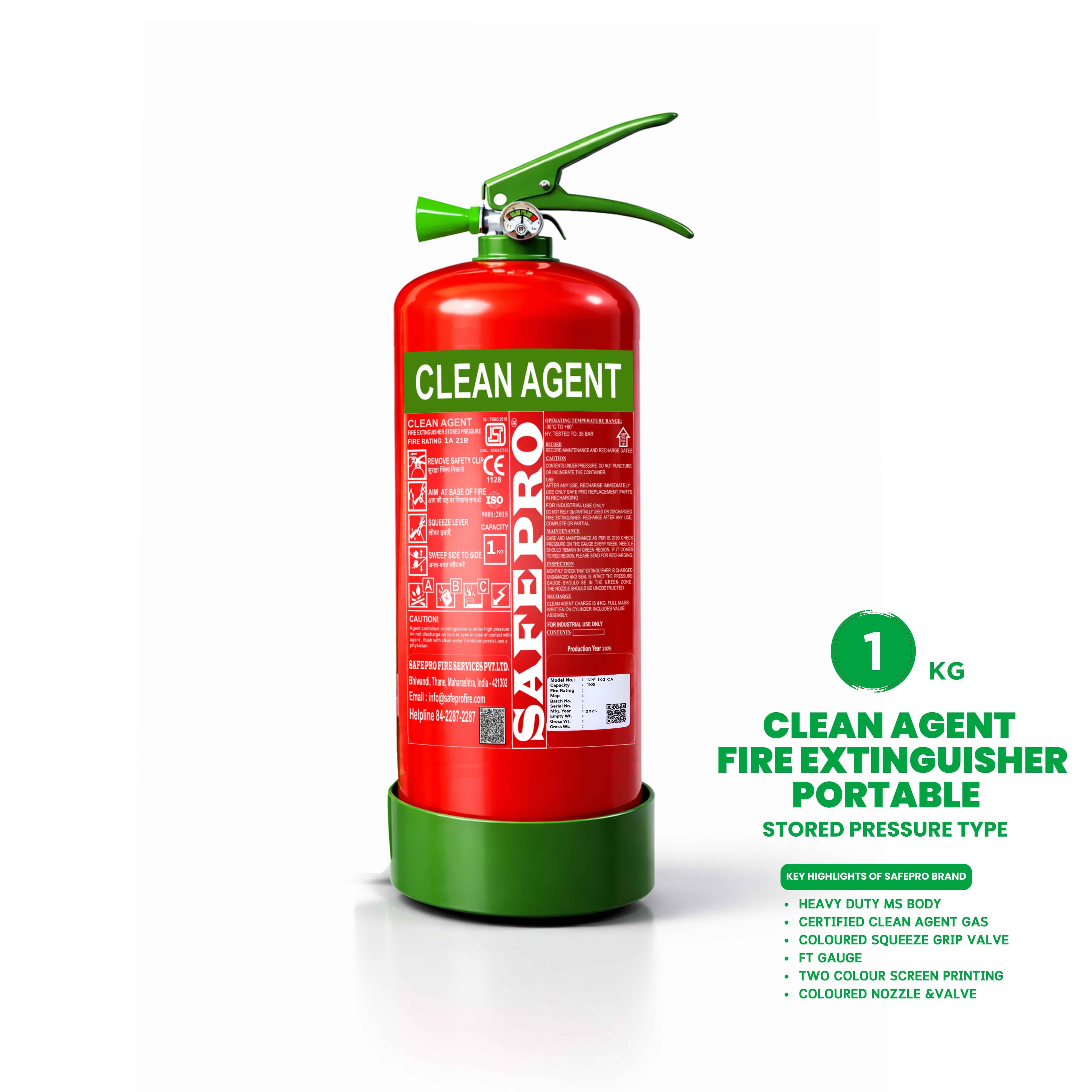 Clean Agent Portable Fire Extinguisher - 1KG