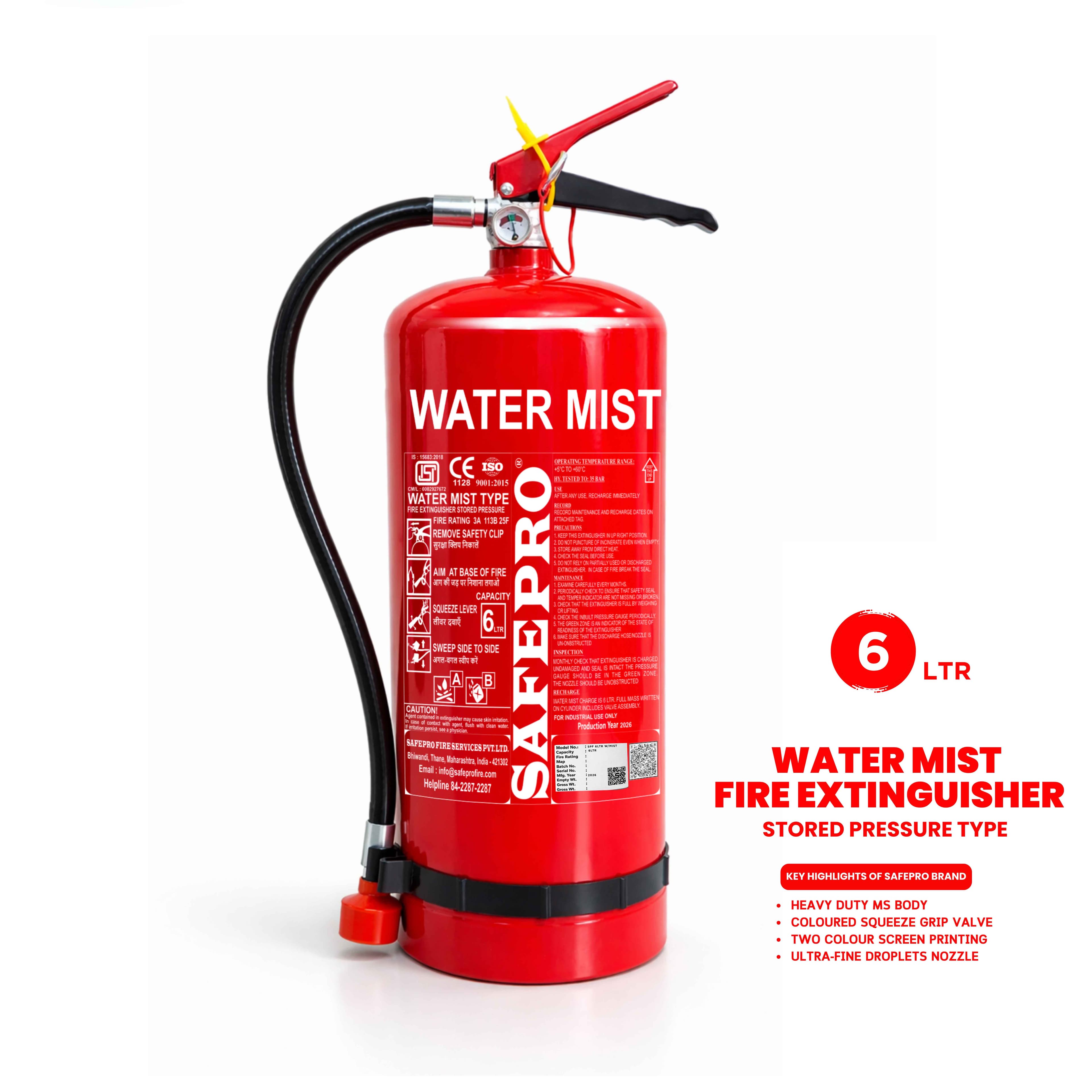 Water Mist Fire Extinguisher - 6L